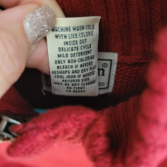 LL Bean Sweater Mens Size XL Double L Quarter Zip Red Knit 1/4 Zip Cotto… - Picture 3 of 10